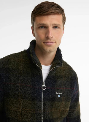Barbour - Kareli Fermuarlı Polar Ceket | Haki