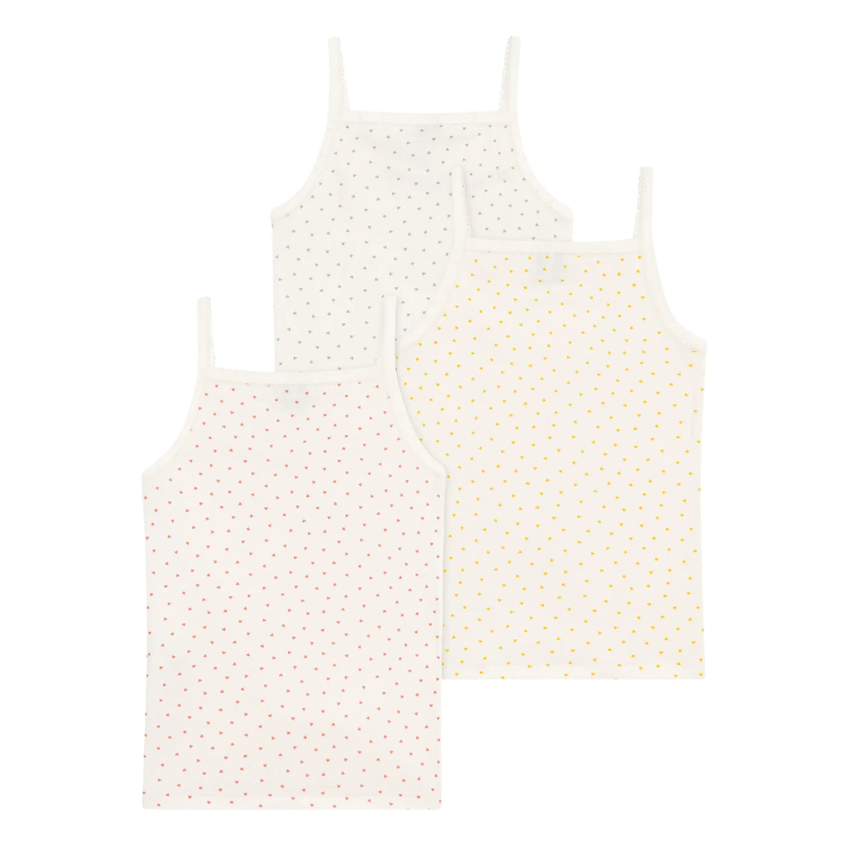 Petit Bateau - 3'lü Mini Kalp Atlet | क्रीम