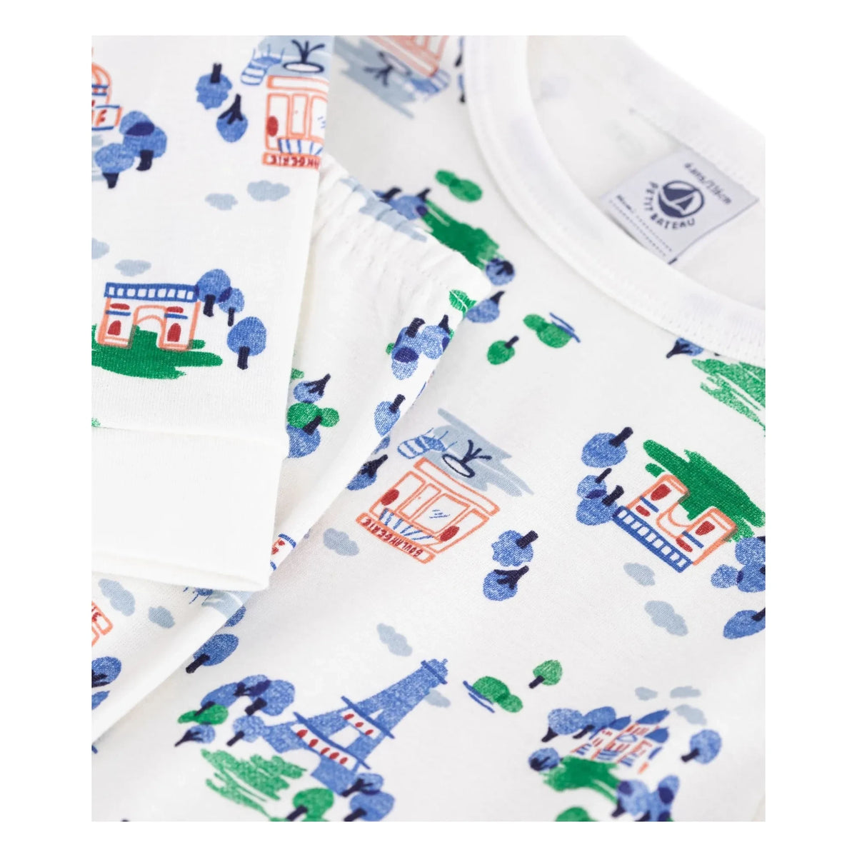 Petit Bateau - पेरिस ऑर्गेनिक कॉटन कस्टम फिट पजामा | सफ़ेद