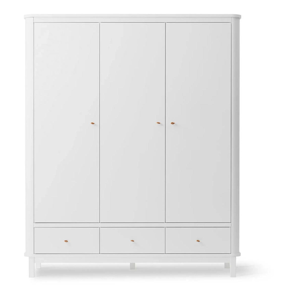 Oliver Furniture - 3 दरवाजों वाली बर्च वॉर्डरोब 204 x 168 सेमी | सफेद