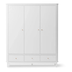 Oliver Furniture - 3 दरवाजों वाली बर्च वॉर्डरोब 204 x 168 सेमी | सफेद