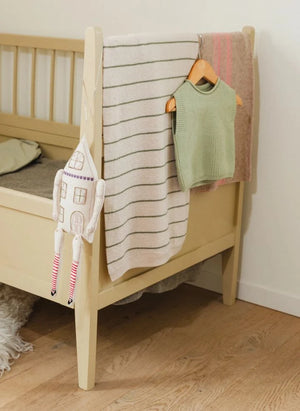 Hvid - हैरी स्ट्राइप्ड मेरिनो वूल ब्लैंकेट | क्रीम