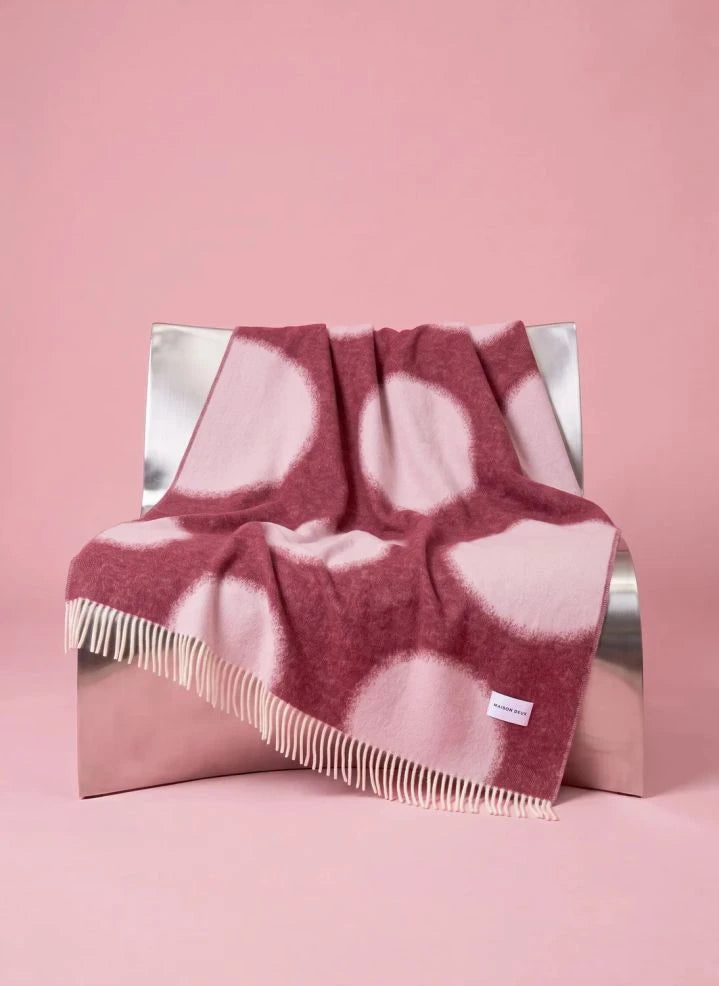 Maison Deux - Puantiye Desenli Yün Throw | Bordo