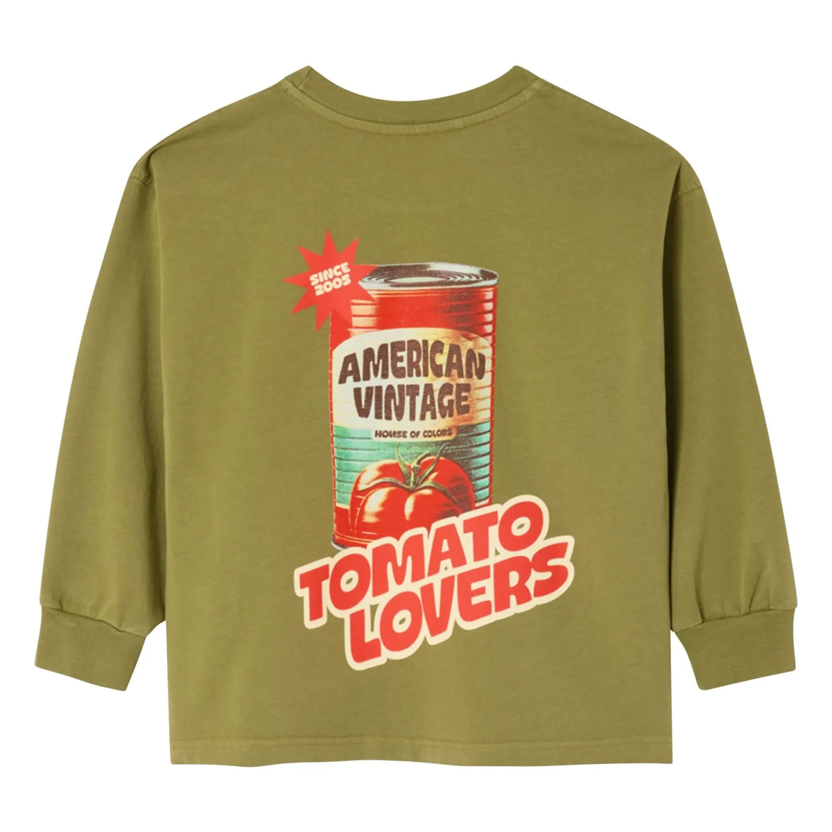 American Vintage - Fizvallay Tomato Lovers लंबी बाजू वाली टी-शर्ट | हल्का खाकी