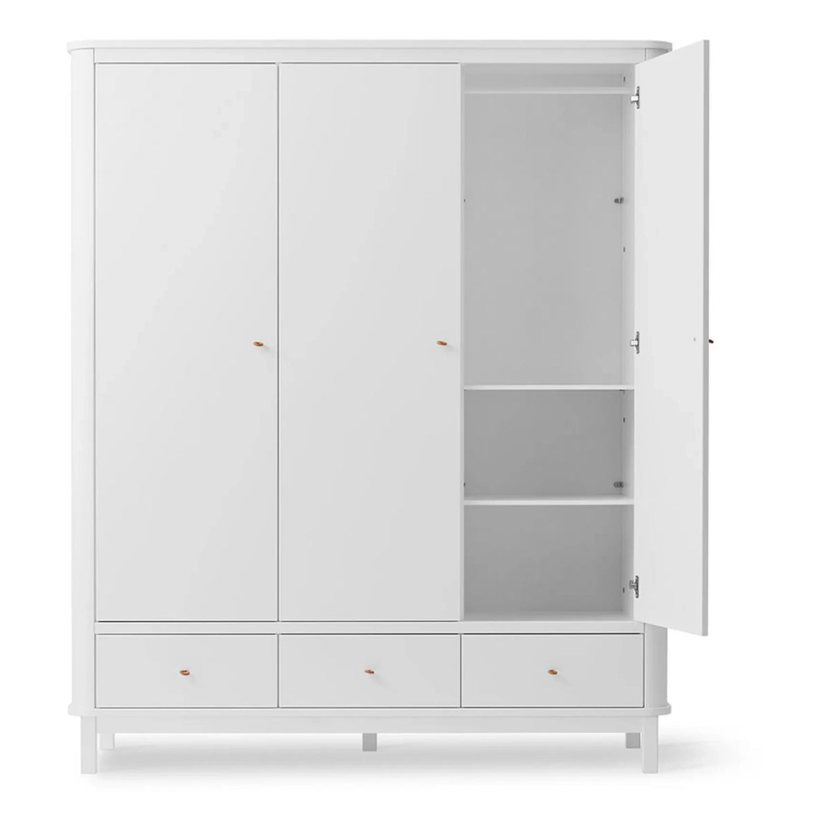 Oliver Furniture - 3 दरवाजों वाली बर्च वॉर्डरोब 204 x 168 सेमी | सफेद