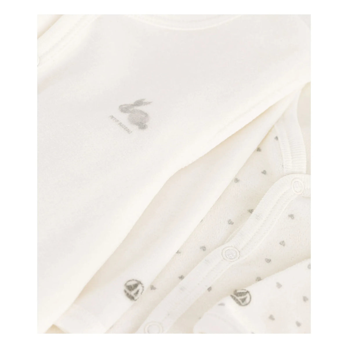 Petit Bateau - 2'li वेलोर स्लीपर पजामा सेट | सफ़ेद