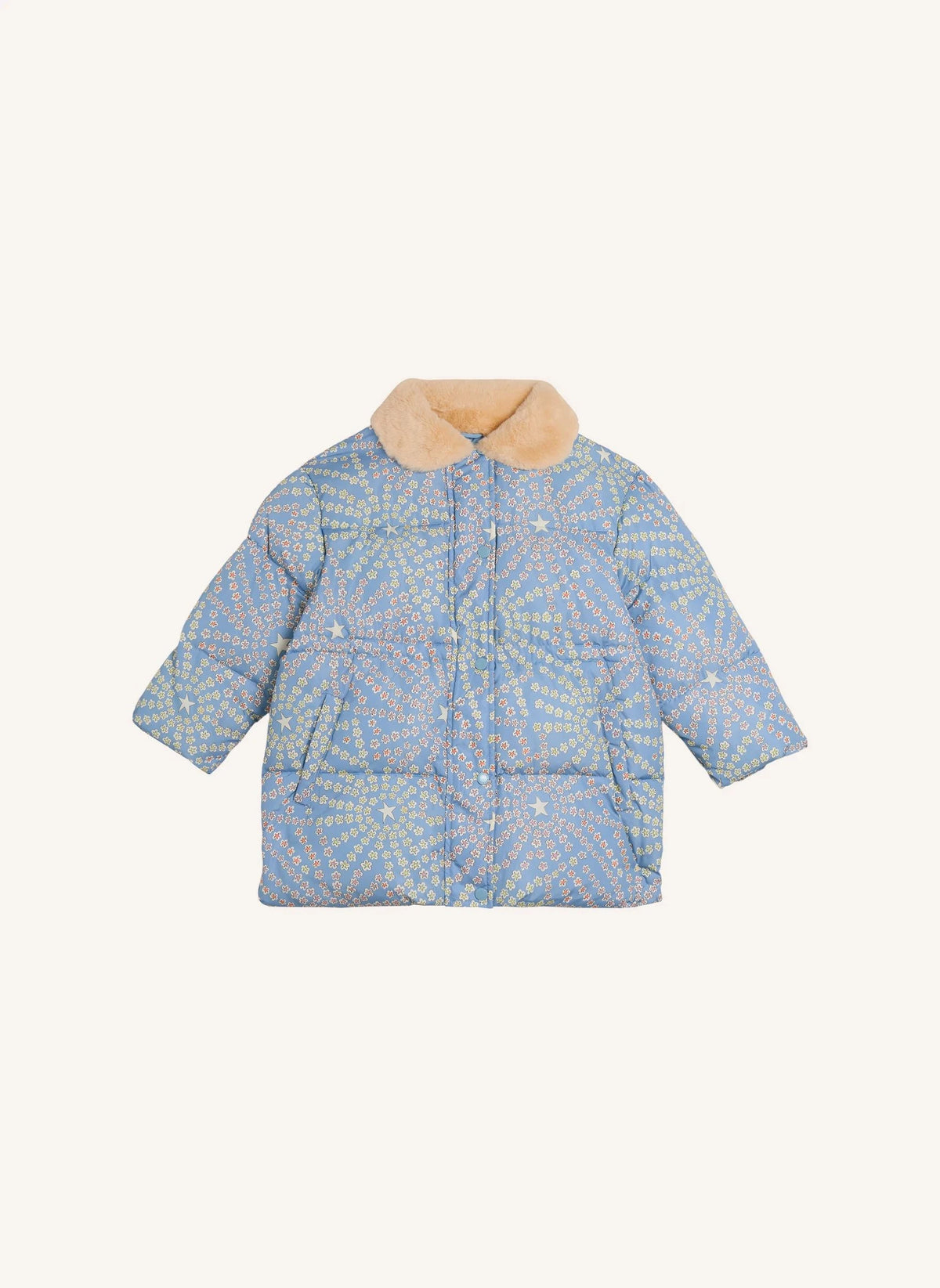 Stella McCartney Kids - Yıldızlı Şişme Mont | Açık Mavi -> Stella McCartney Kids - तारों वाला पफ़र जैकेट | हल्का नीला