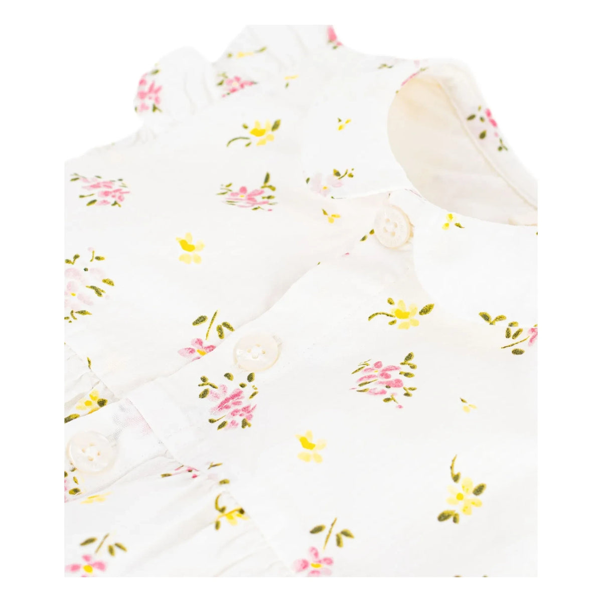 Petit Bateau - सफेद सीरसकर ऑर्गेनिक कॉटन फ्लोरल प्रिंट जंपसूट