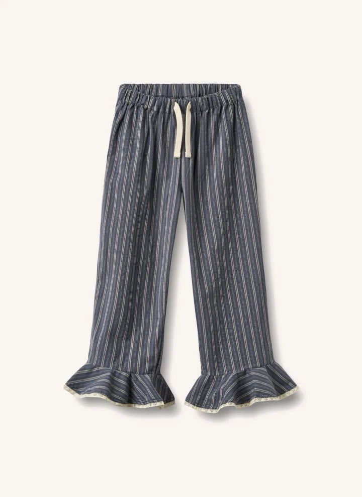 Wheat - Çizgili organik pamuklu pijama | Gri mavi