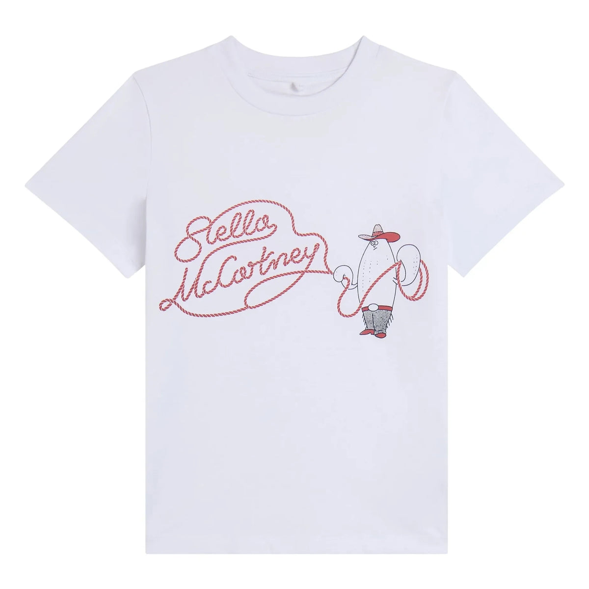 Stella McCartney Kids - Lasso ऑर्गेनिक कॉटन टी-शर्ट | सफ़ेद