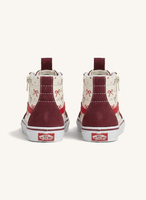 Vans - बरगंडी SK8-Hi रीइश्यू ज़िपर्ड एंकल स्नीकर्स साइड नॉट्स