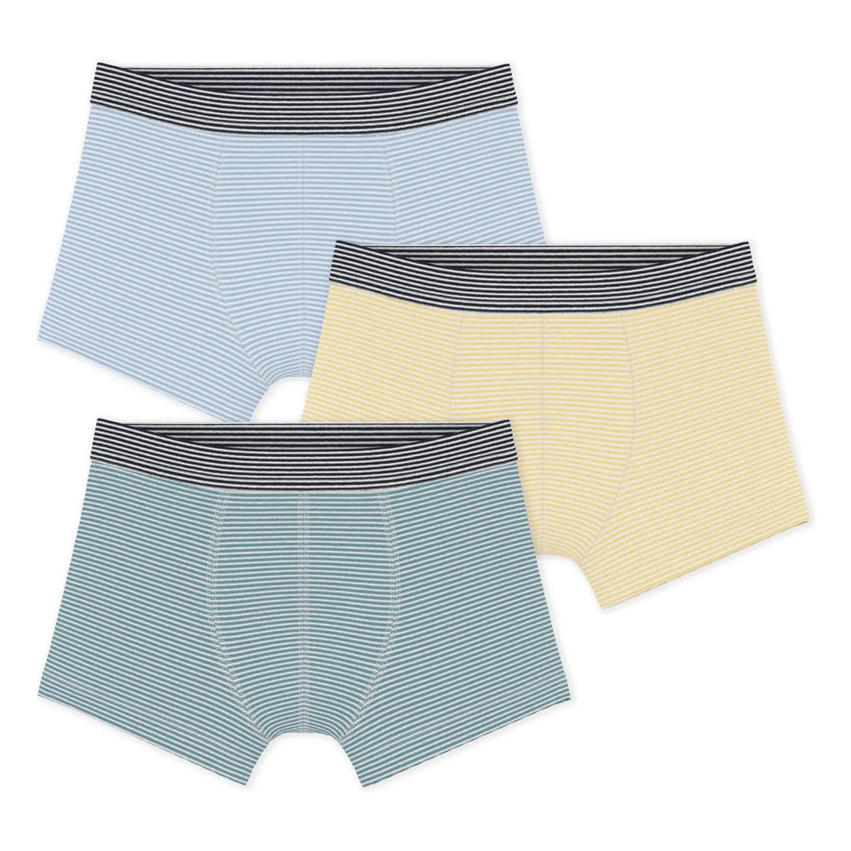 Petit Bateau - 3’lü Çizgili Boxer Brief Seti | Mavi