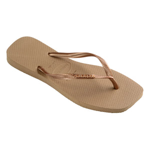 Havaianas - स्क्वायर लोगो मैटेलिक फ्लिप-फ्लॉप | गुलाबी