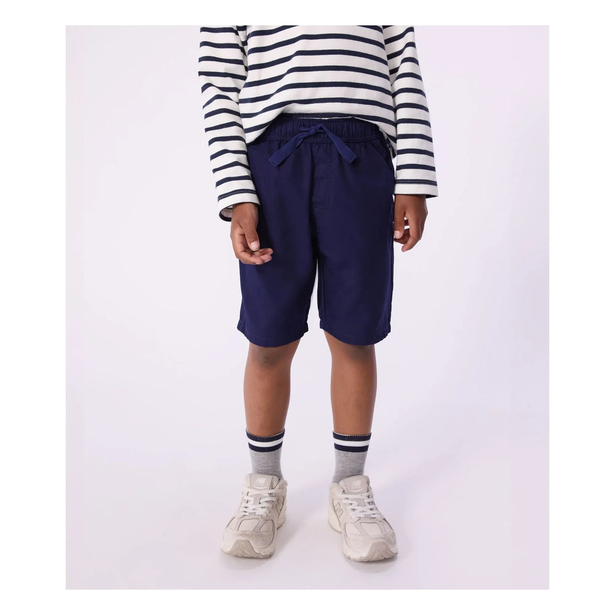 Petit Bateau - प्लेन टवील ऑर्गेनिक कॉटन बरमूडा शॉर्ट्स | मिडनाइट ब्लू