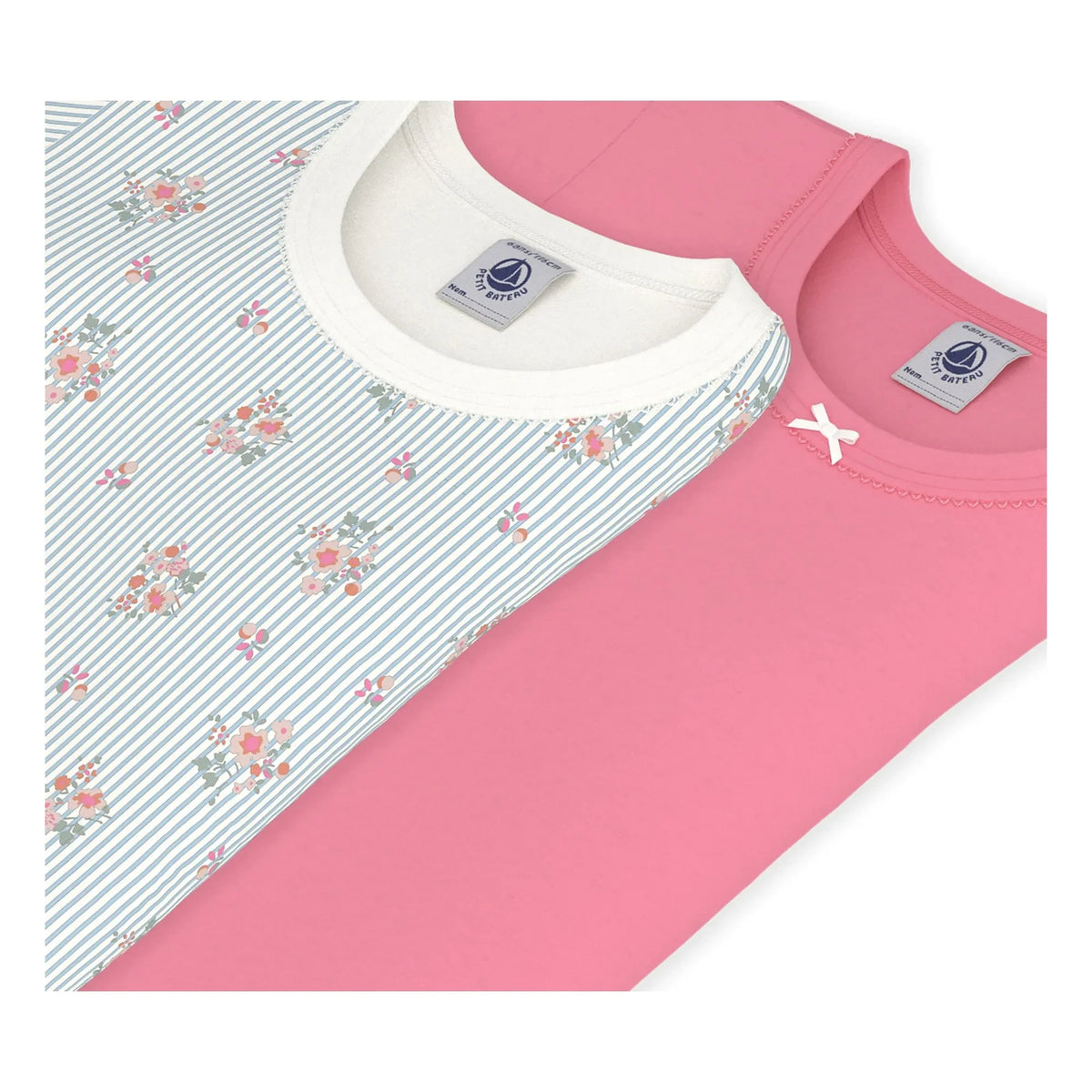 Petit Bateau - 2'li Paket Çiçek Desenli Tişörtler | Pembe