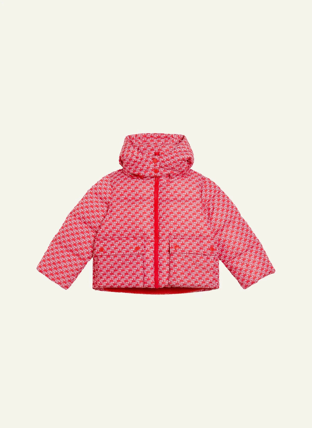 Stella McCartney Kids - I Love You पफर जैकेट | लाल