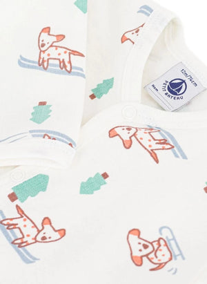 Petit Bateau - स्लीपिंग बैग डॉग्स ऑर्गेनिक कॉटन | सफेद