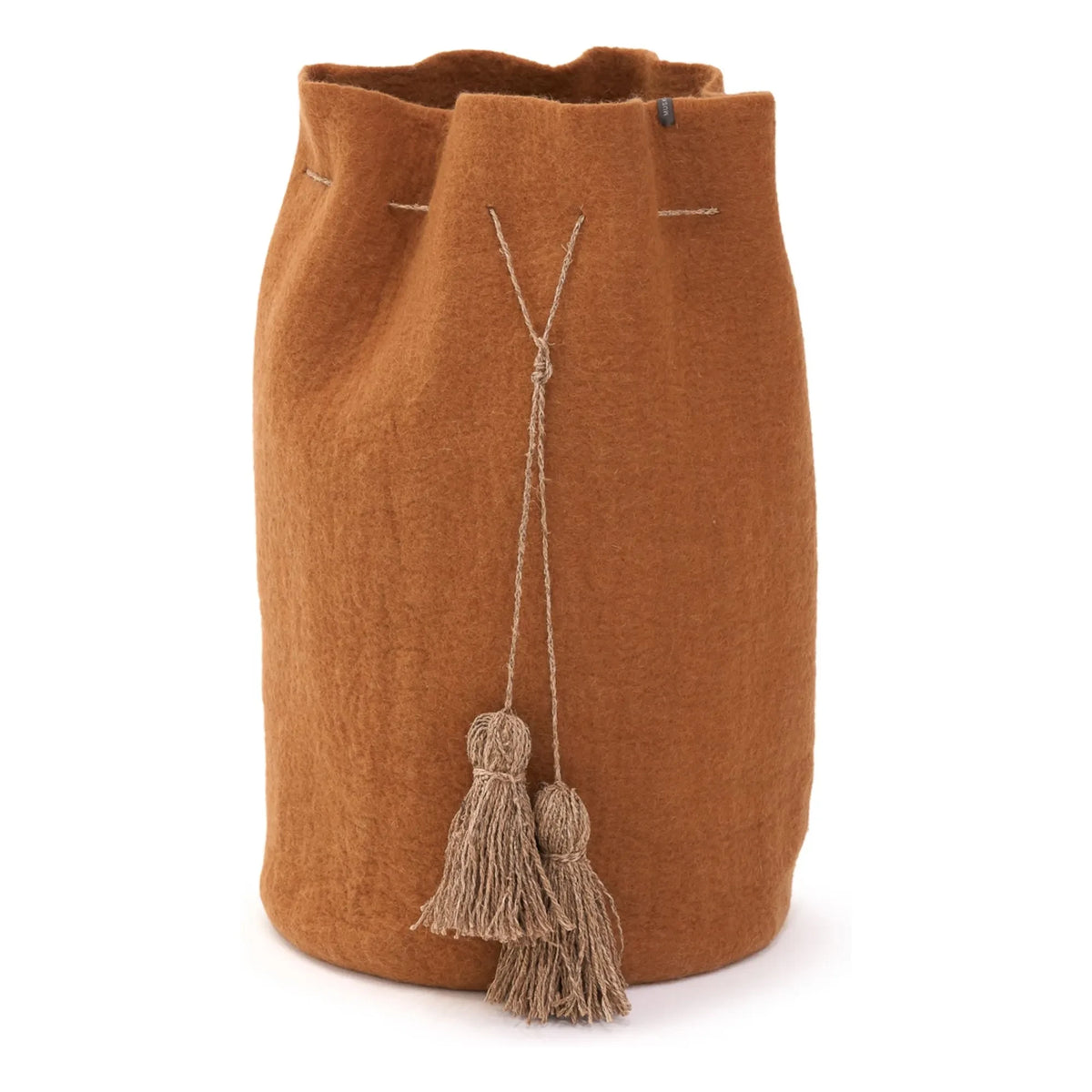 Muskhane - फेल्ट पॉम-पॉम स्टोरेज बास्केट | कारमेल