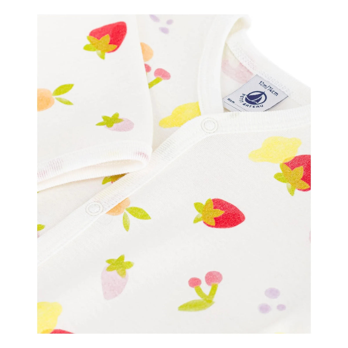 Petit Bateau - स्लीपिंग बैग अच्छी तरह से फिट होने वाला फ्रूटी ऑर्गेनिक कॉटन | सफेद