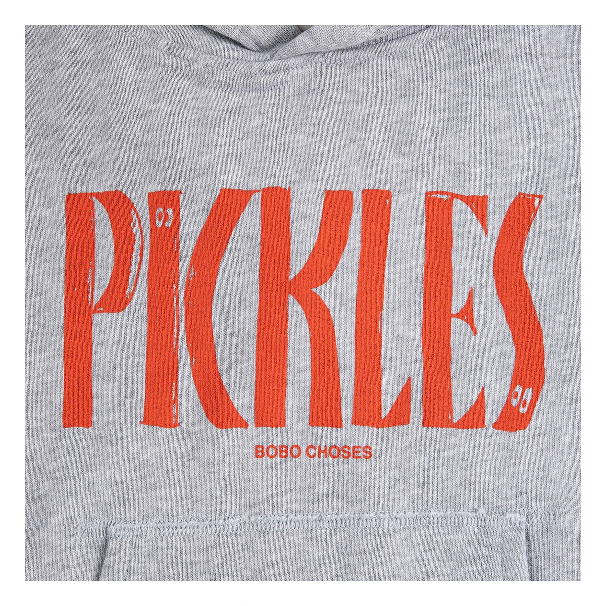 Bobo Choses - Pickles ऑर्गेनिक कॉटन हुडेड स्वेटशर्ट | ग्रे मेलेंज
