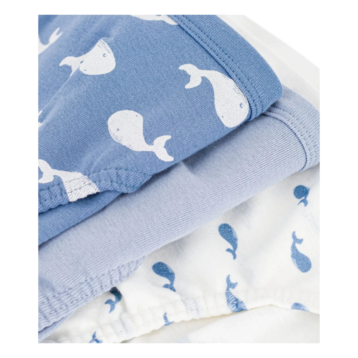 Petit Bateau - 3'lü Organik Pamuklu Balina Desenli Slip Külot | Mavi