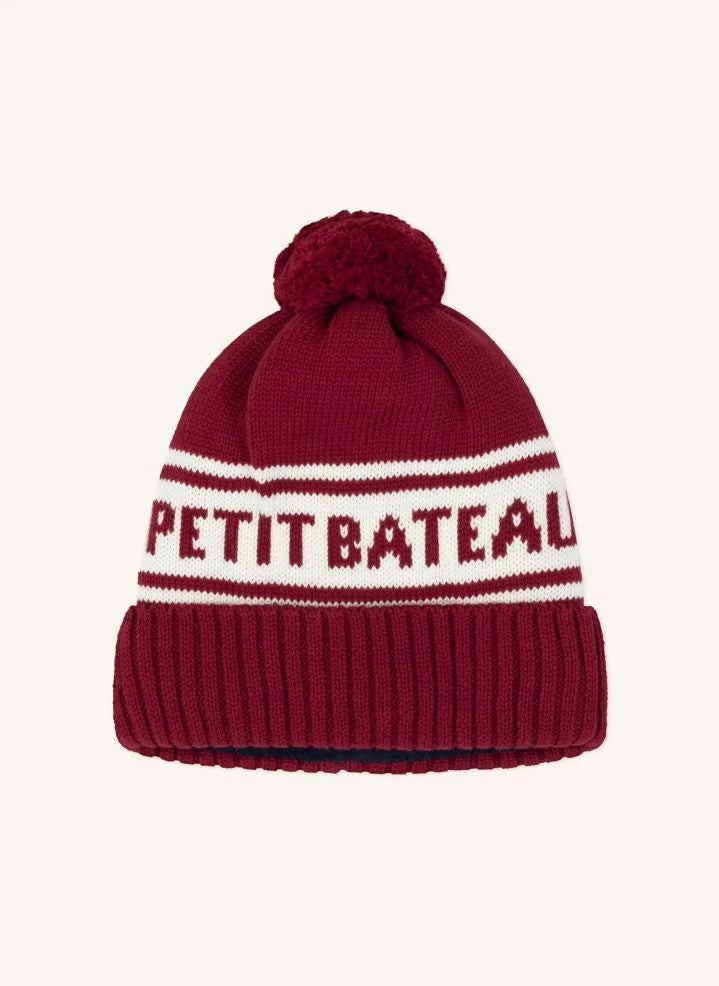 Petit Bateau - Petit Bateau बुना हुआ टोपी | बरगंडी