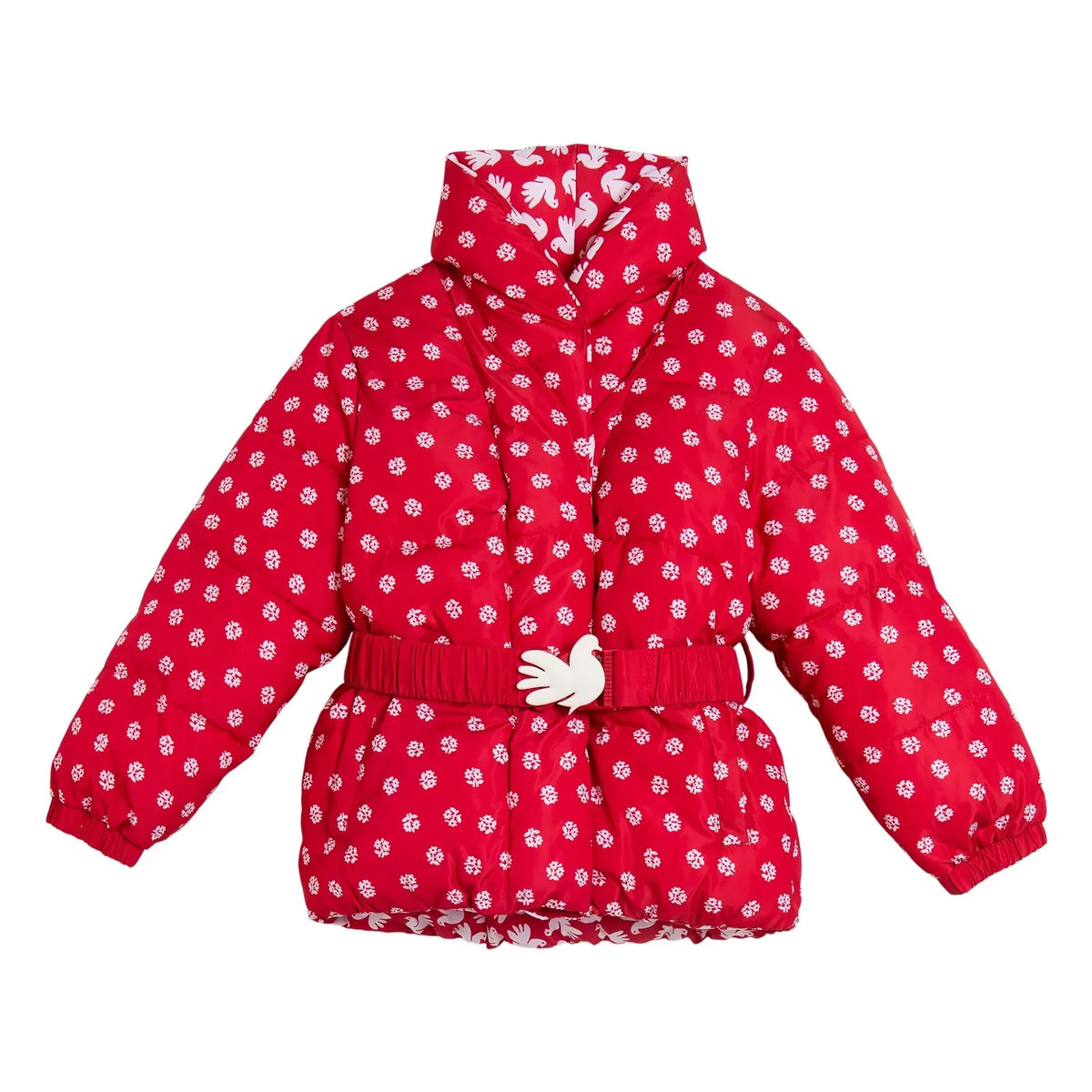Stella McCartney Kids - फ्लोरल प्रिंट पफ जैकेट | लाल