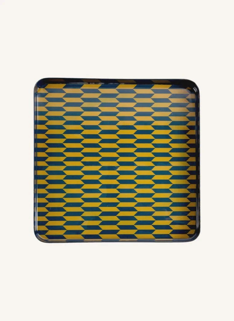 Present Time - Salerno Metal Tepsi | Lagoon Blue