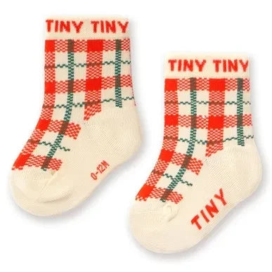 Tinycottons - एक्रू बेबी चेकर्ड मोज़े
