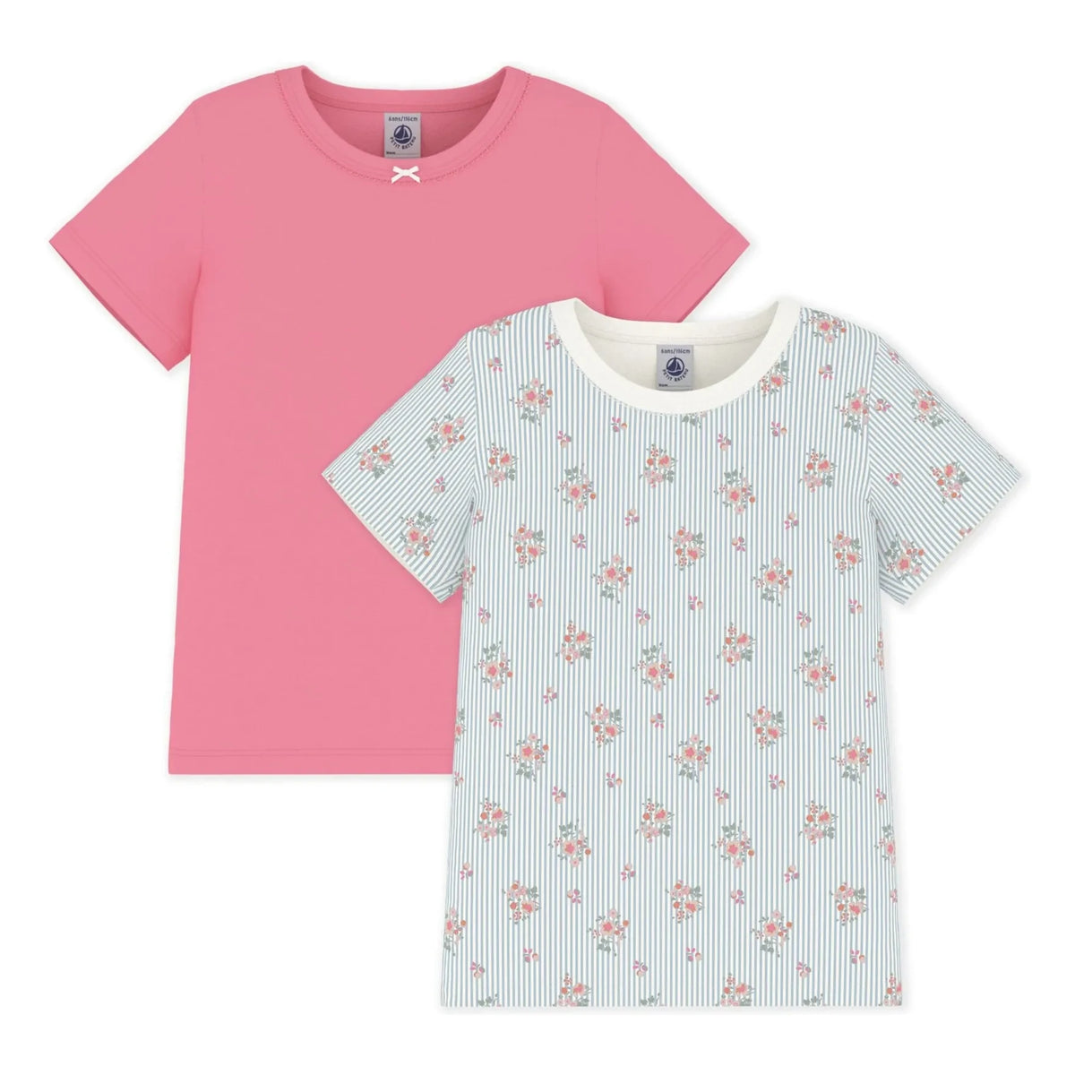 Petit Bateau - 2'li Paket Çiçek Desenli Tişörtler | Pembe