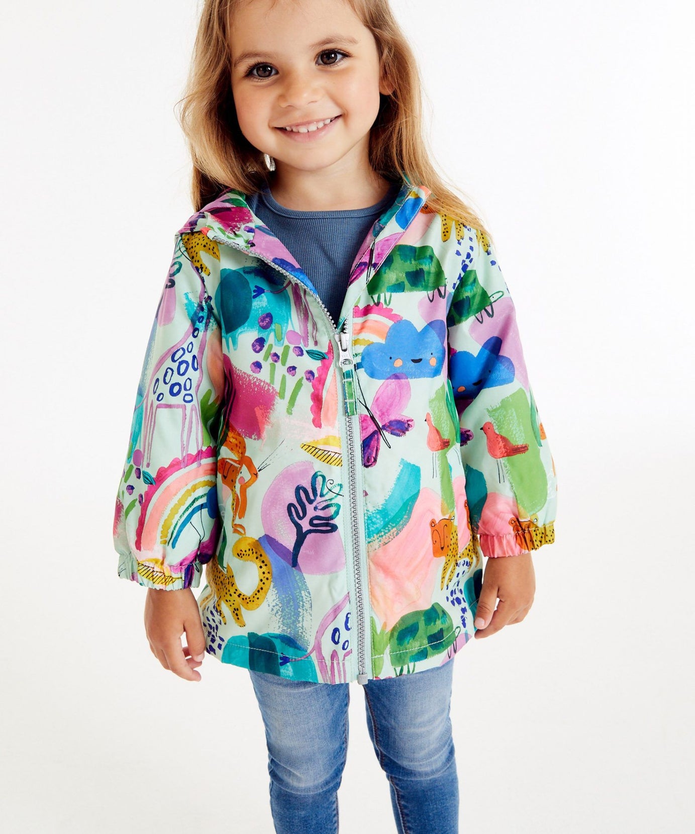 Next - Neşeli Sürdürülebilir Kız Çocuk Kışlık Ceket ve Yağmurluğu - 1.5-2 Yaş-Dinossi