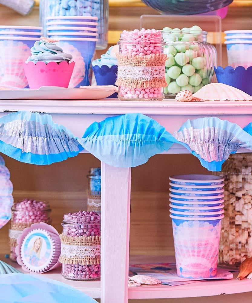 Party Pieces - Deniz Kızı 8li Parti Karton Bardakları-Dinossi