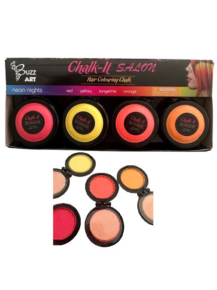 Buzz Art - Çocuklara Özel Saç Tebeşiri Neon Renkler-Dinossi