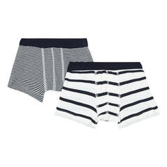 Petit Bateau - 2'li Organik Pamuklu Çizgili Slip Külot | Mavi
