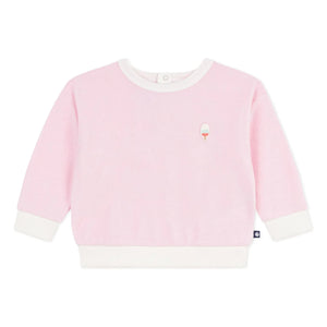 Petit Bateau - गुलाबी आइस स्पंज स्वेटशर्ट