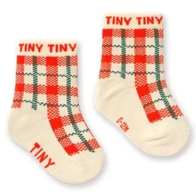 Tinycottons - एक्रू बेबी चेकर्ड मोज़े