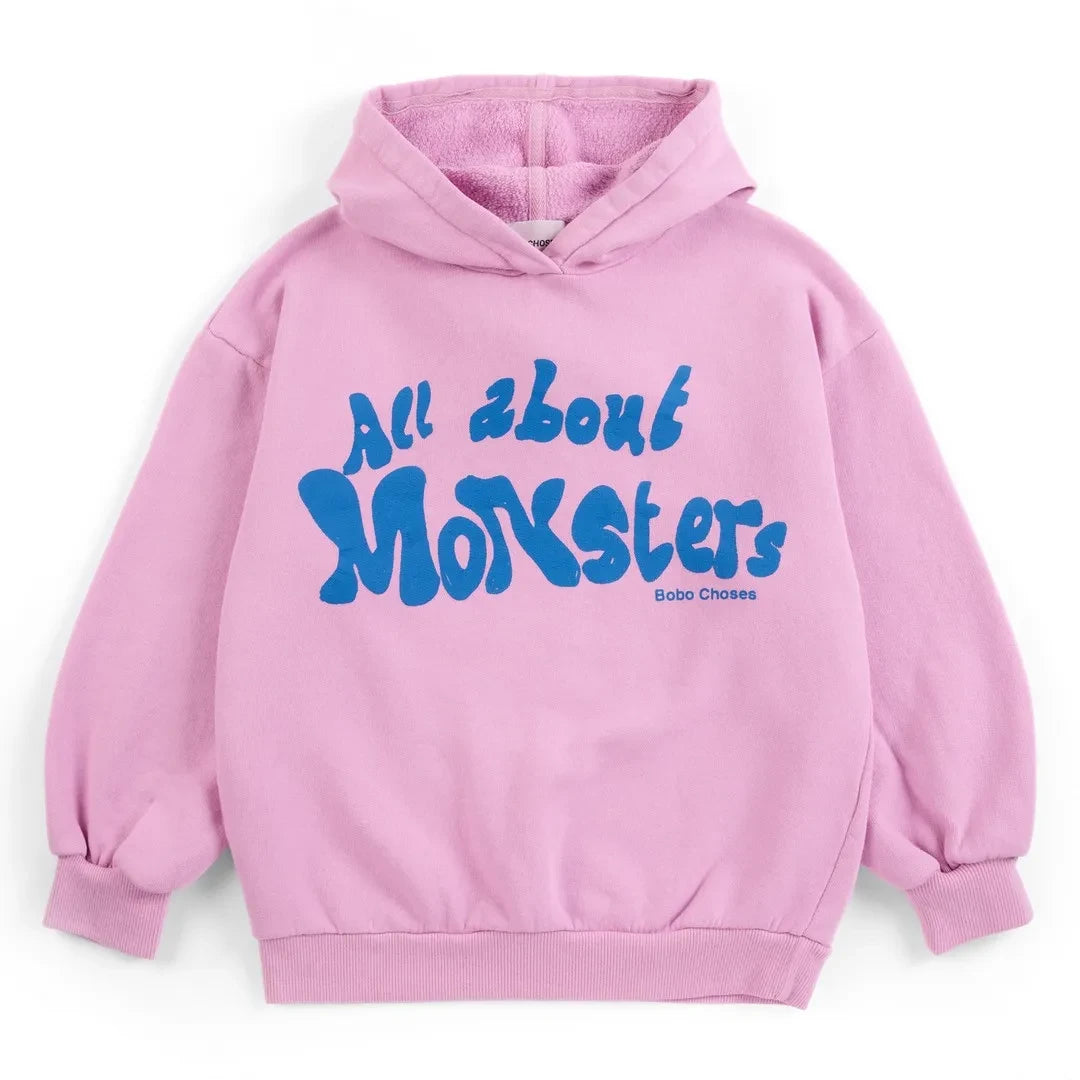 Bobo Choses - All About Monsters हुडी ऑर्गेनिक कॉटन | गुलाबी