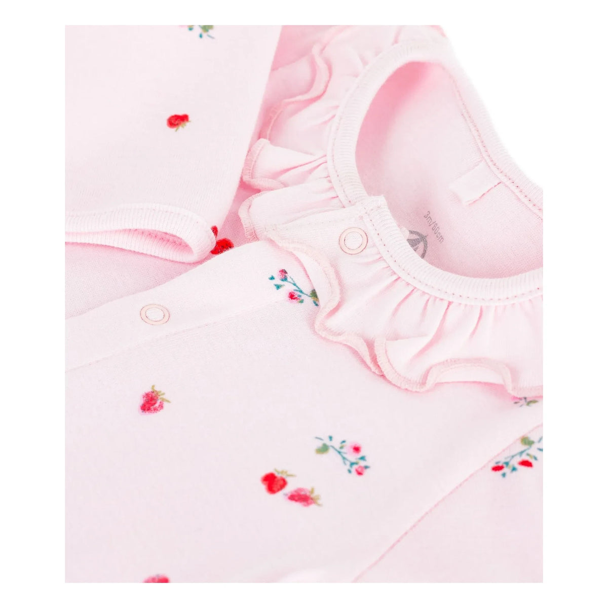 Petit Bateau - स्लीपिंग सूट फूलों वाला ऑर्गेनिक कॉटन | गुलाबी