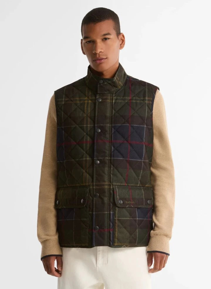 बार्बर - लोअरडेल टार्टन क्विल्टेड वेस्ट | गहरा हरा