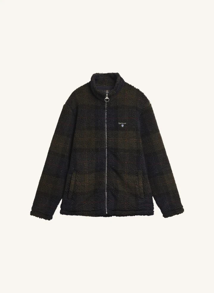 Barbour - Kareli Fermuarlı Polar Ceket | Haki
