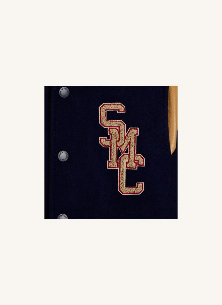 Stella McCartney Kids - SMC ऊनी बेसबॉल जैकेट | गहरा नीला