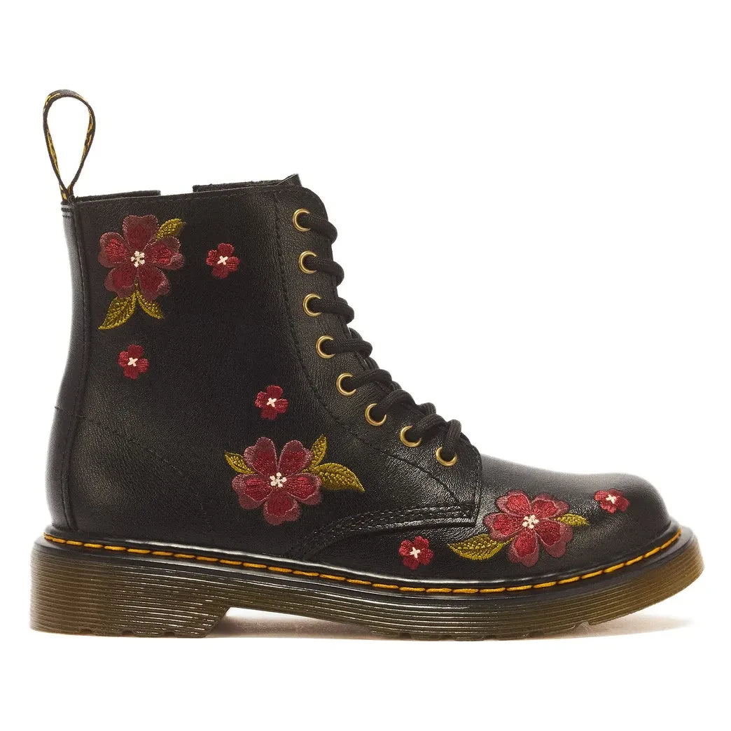 Dr. Martens - 1460 J लेस-अप फ्लोरल बूट्स | काला