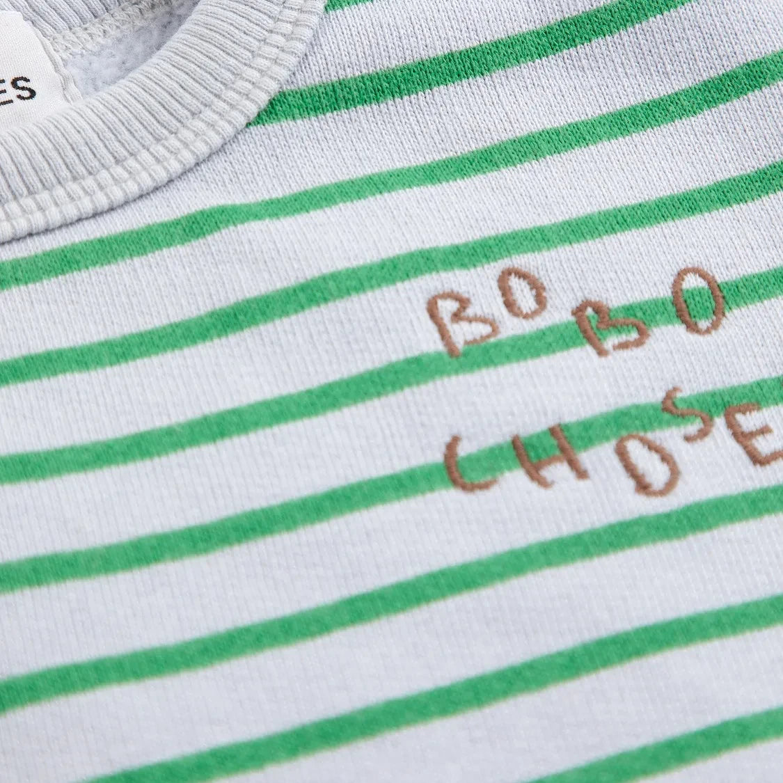 Bobo Choses - Bobo Choses धारीदार ऑर्गेनिक कॉटन स्वेटशर्ट | ग्रे