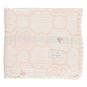 Bebe Organic - Cleo Floral Organik Pamuklu Battaniye | Pudra Pembesi