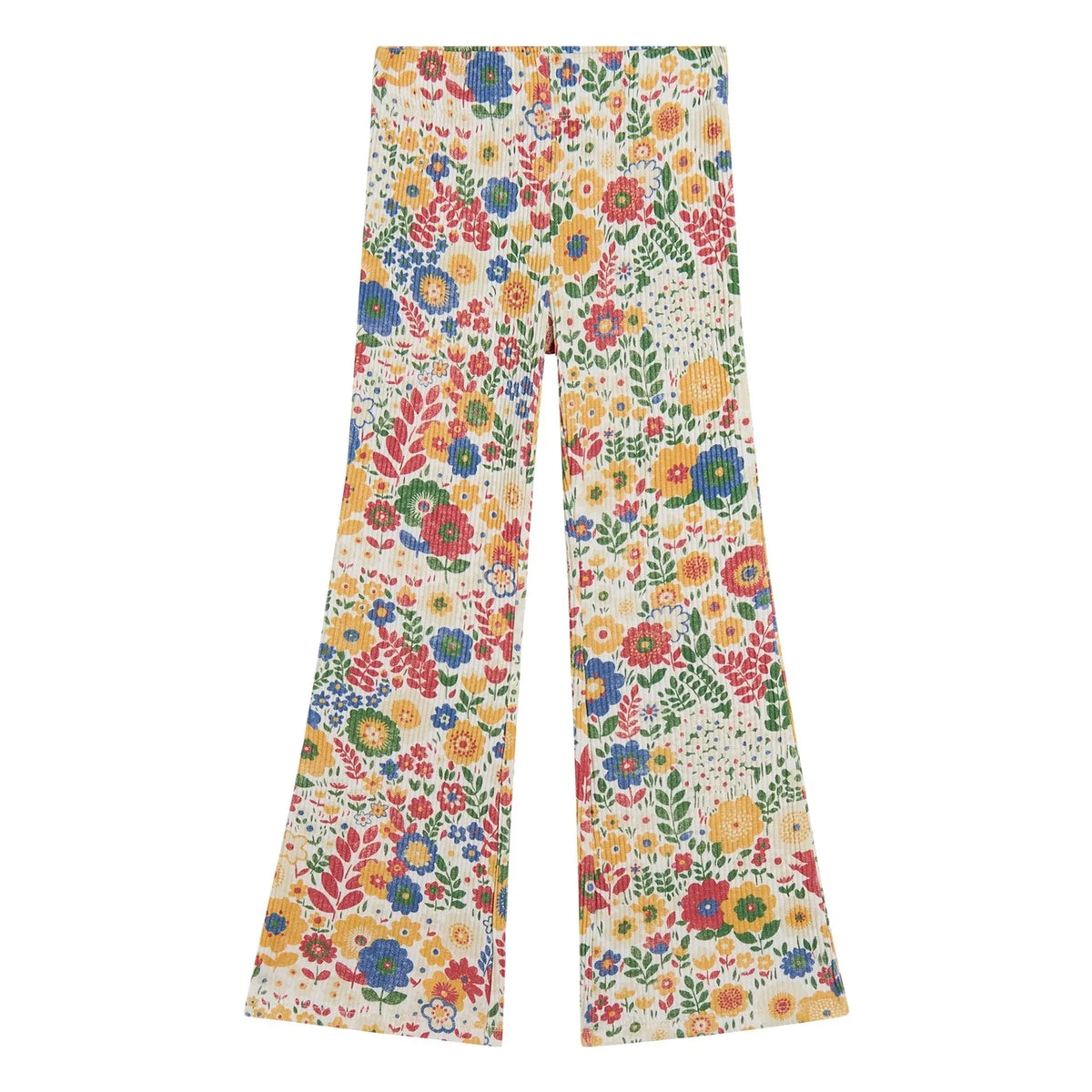 Stella McCartney Kids - फ्लोरल प्रिंटेड बेल-बॉटम लेगिंग्स | आइवरी