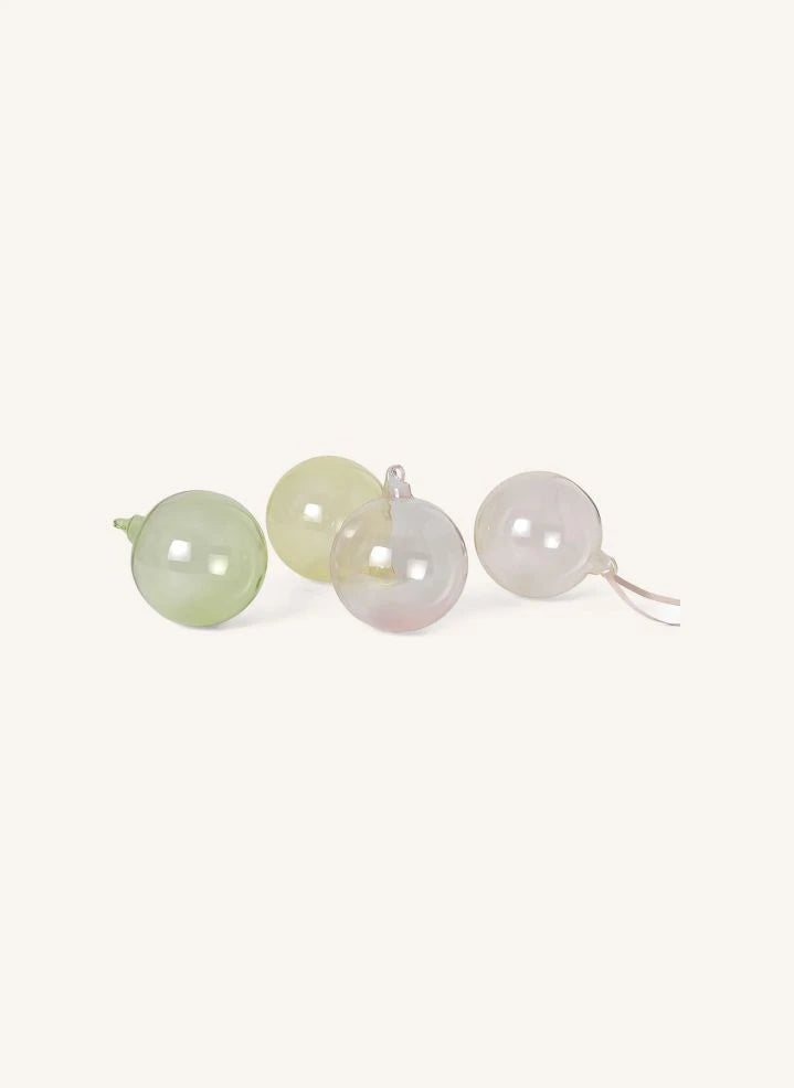Ferm Living - पेस्टल ग्लास क्रिसमस आभूषण - 4 का सेट