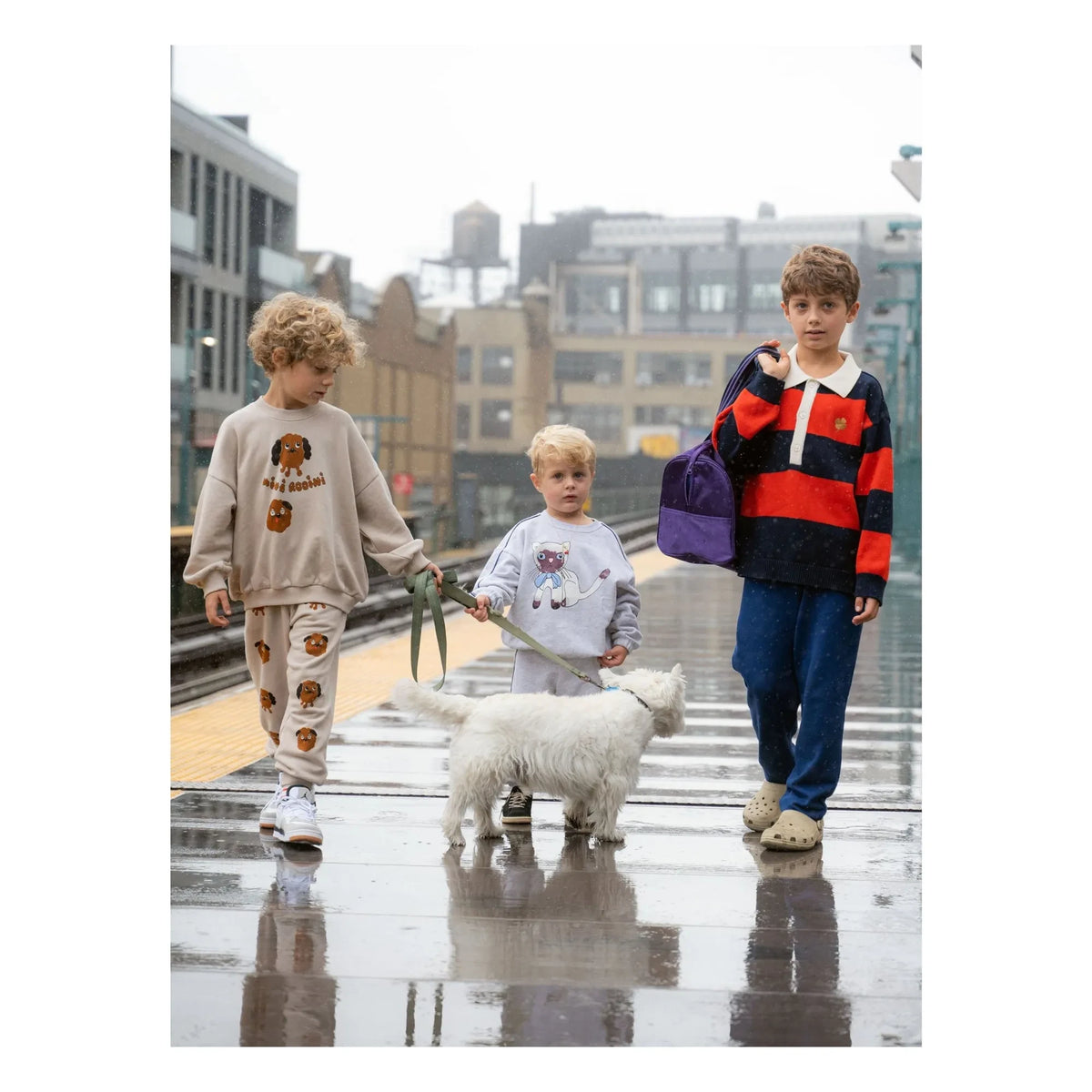 Mini Rodini - सियामीज़ ऑर्गेनिक कॉटन स्वेटशर्ट | ग्रे मेलेंज