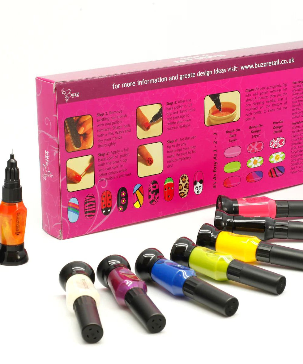 Buzz Art - Çocuklara Özel Tırnak Boyama Tasarım Seti - Dinossi