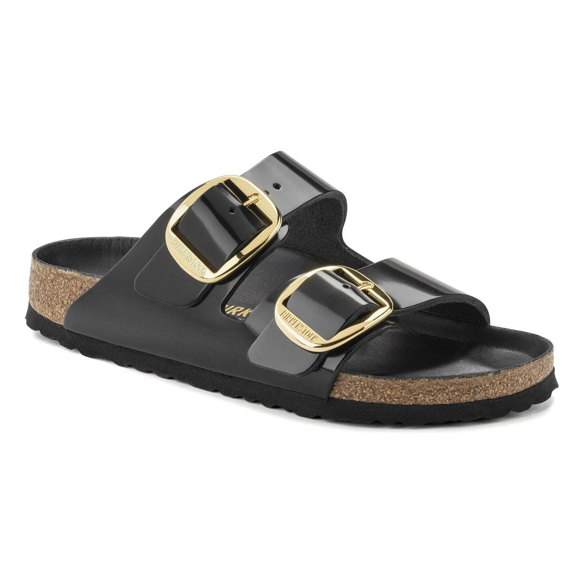 BIRKENSTOCK - एरिज़ोना बिग बकल पेटेंट लेदर सैंडल | काला