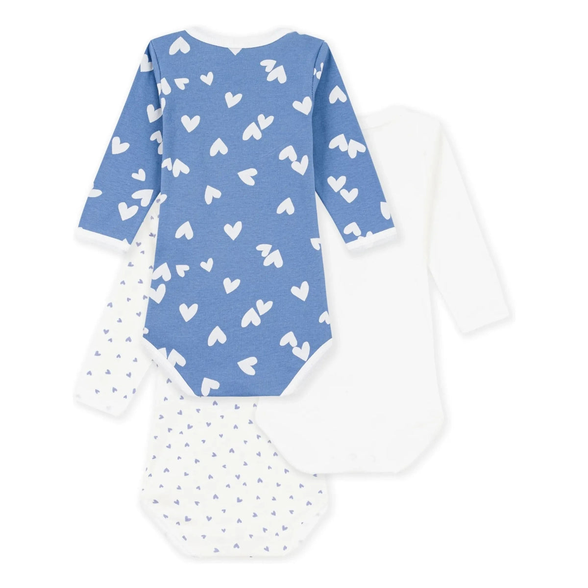 Petit Bateau - 3'lü Organik Pamuk Kalp Vücut Seti | Mavi